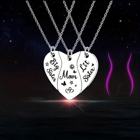 Stainless Steel Love Mother & Daughter Necklace 3pcs/Set For Sisters and Mother - Picture 1 of 7